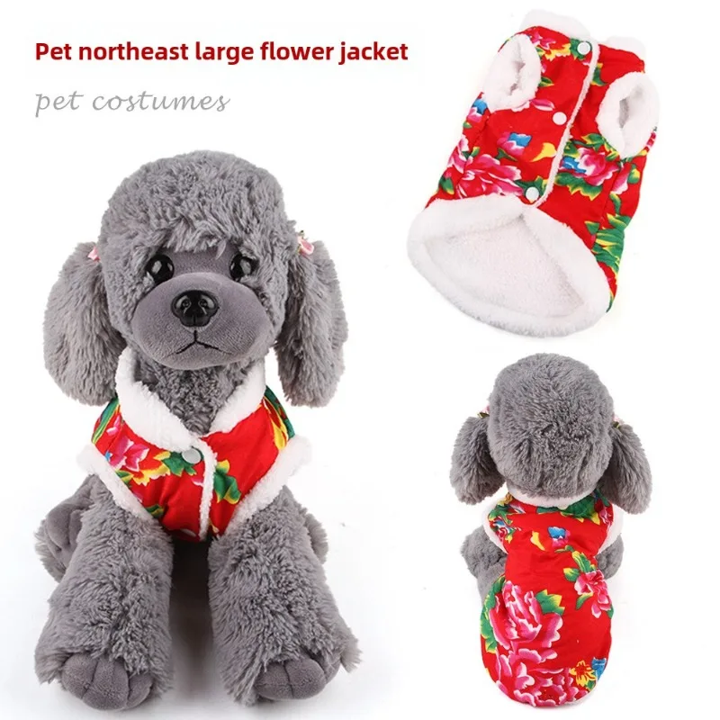 Dog clothes winter warm color cotton-padded clothes manufacturer spot straight hair pet dress