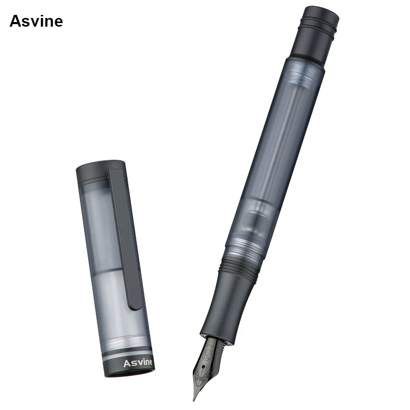 Asvine V200 Titanium Fountain Pen Vacuum Filling Asvine/BOCK M/F/EF Nib Matte Black Acrylic School Stationery Supplies