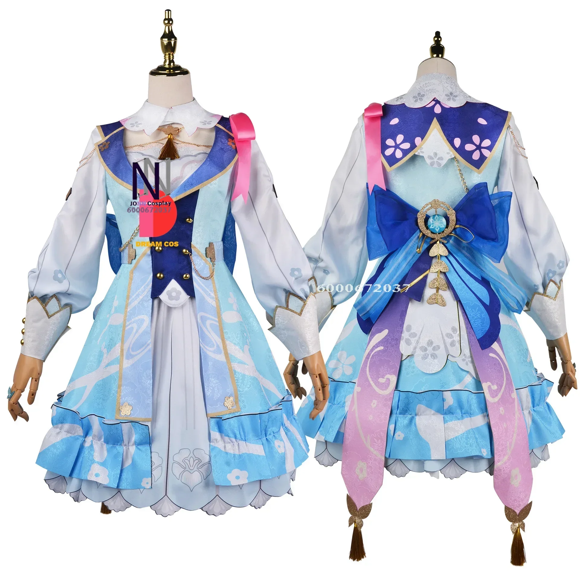 Genshin impacto kamisato ayaka nova pele cosplay traje springbloom missive outfit vestido chapéu fã tamanho euro para festa de halloween