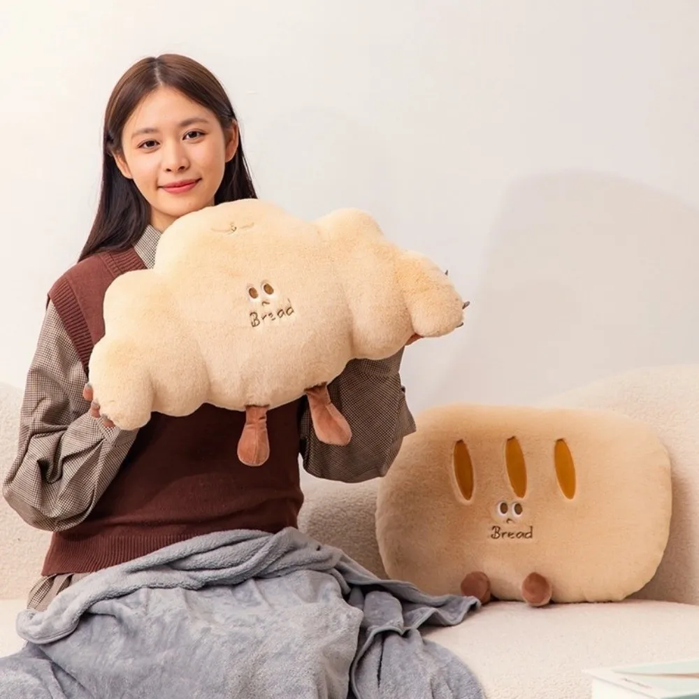 

Cute 2-in-1 Bread Blanket Soft Plush Cow Horn Office Nap Air Conditioner Cushion For Bed and Sofa Decor