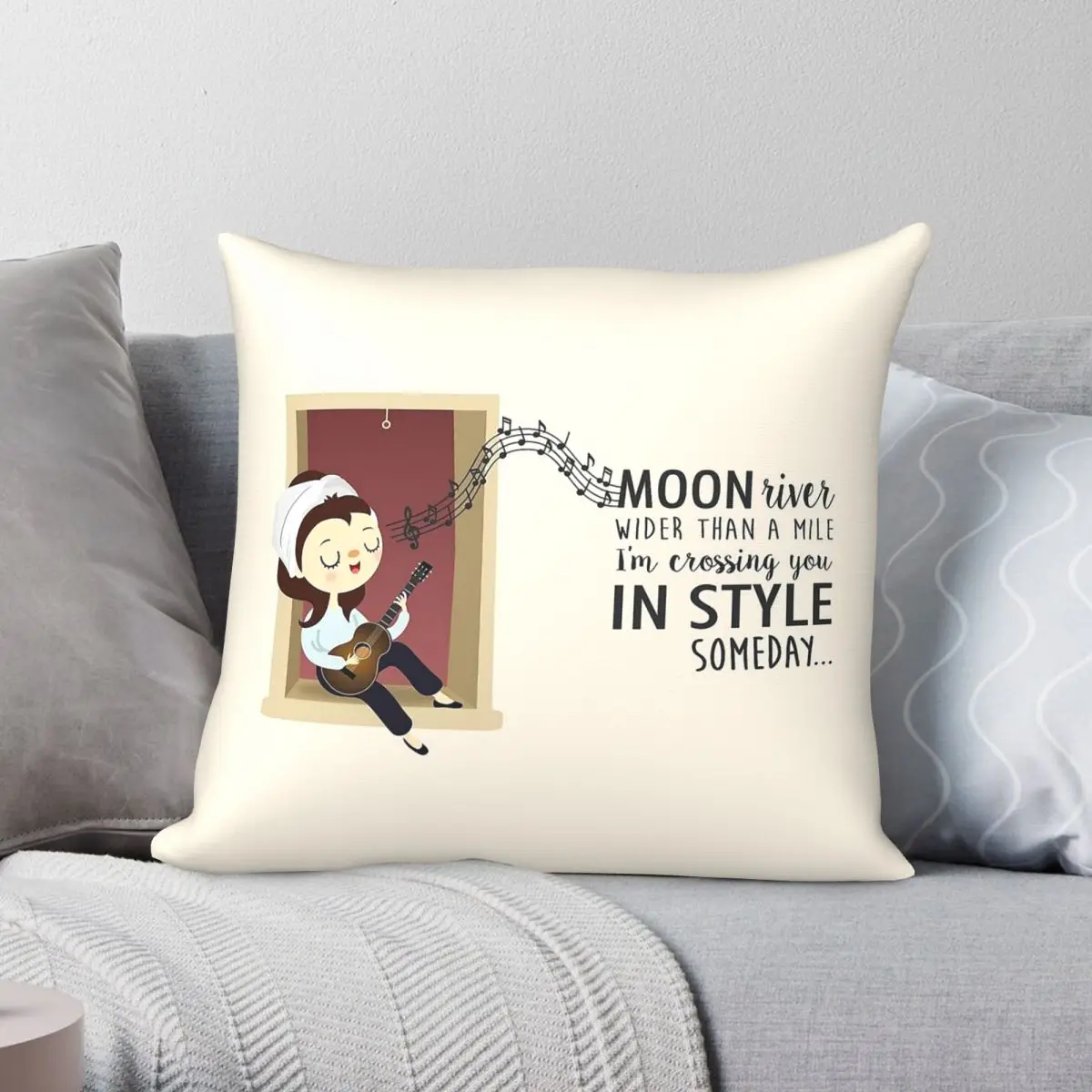 Moon River Audrey Hepburn Square Pillowcase Polyester Linen Velvet Printed Decor Pillow Case Sofa Seater Cushion Cover Wholesale