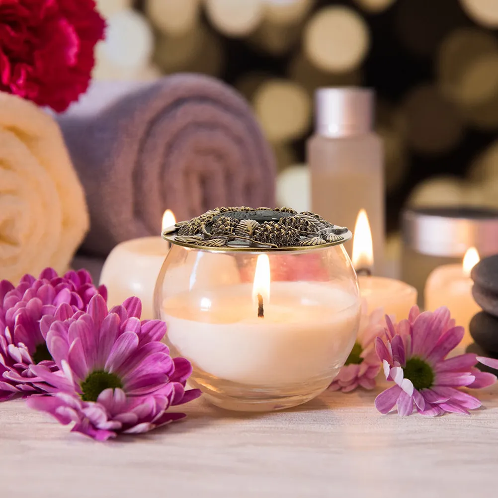 2Pcs Metal Topper Hollow Jar Lid Cover for Scented Candles Prevent Wax Splatter Enhance Fragrance Diffusion Home