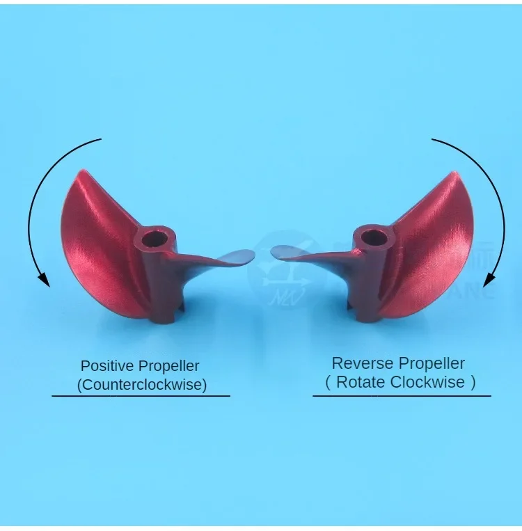 Hélice de aluminio rojo CNC, tornillo de 2 cuchillas izquierda/derecha D40/41/42/43/44/45/46mm, 4/4, 76mm, 3/16 ", para camarón RC, barco, gato, 1 unidad