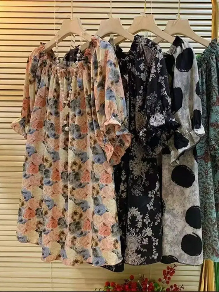Summer plus Size T-Shirt Loose One Shoulder Casual Slimming Versatile plus Sister Comfortable Fit Korean Style Long Sleeve ro...