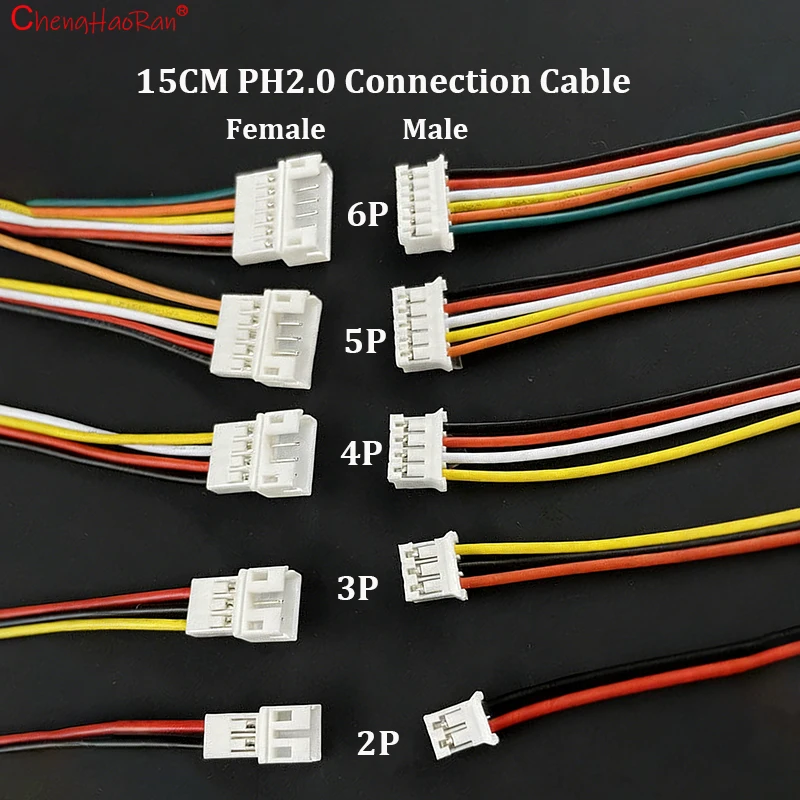 5 /10 Pairs 15cm PH2.0mm Terminal Wire 2P 3P 4P 5P 6P Air Docking Connection Wire Male Female Plug-in Wire Battery Power Cord