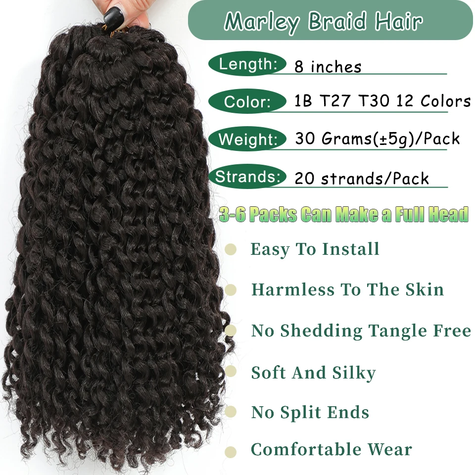 Crochet Hair Short Style Kinky Curly Ombre Color 8 Inch Afro Kinky Twist Hair Synthetic Crochet Braids Hair For Black Woman