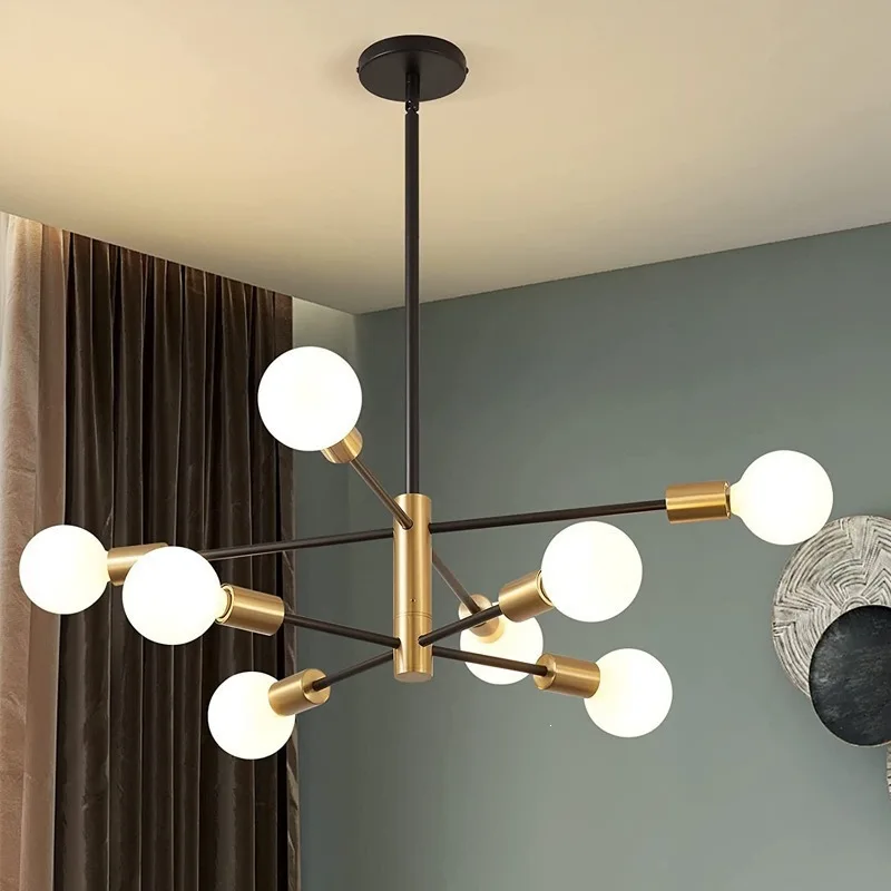 

Modern Chandelier Light 6/8/10/12 Heads E27 Retro Golden Ceiling Chandelier for Living Room Dining Room Bedroom Chandelier Lamp