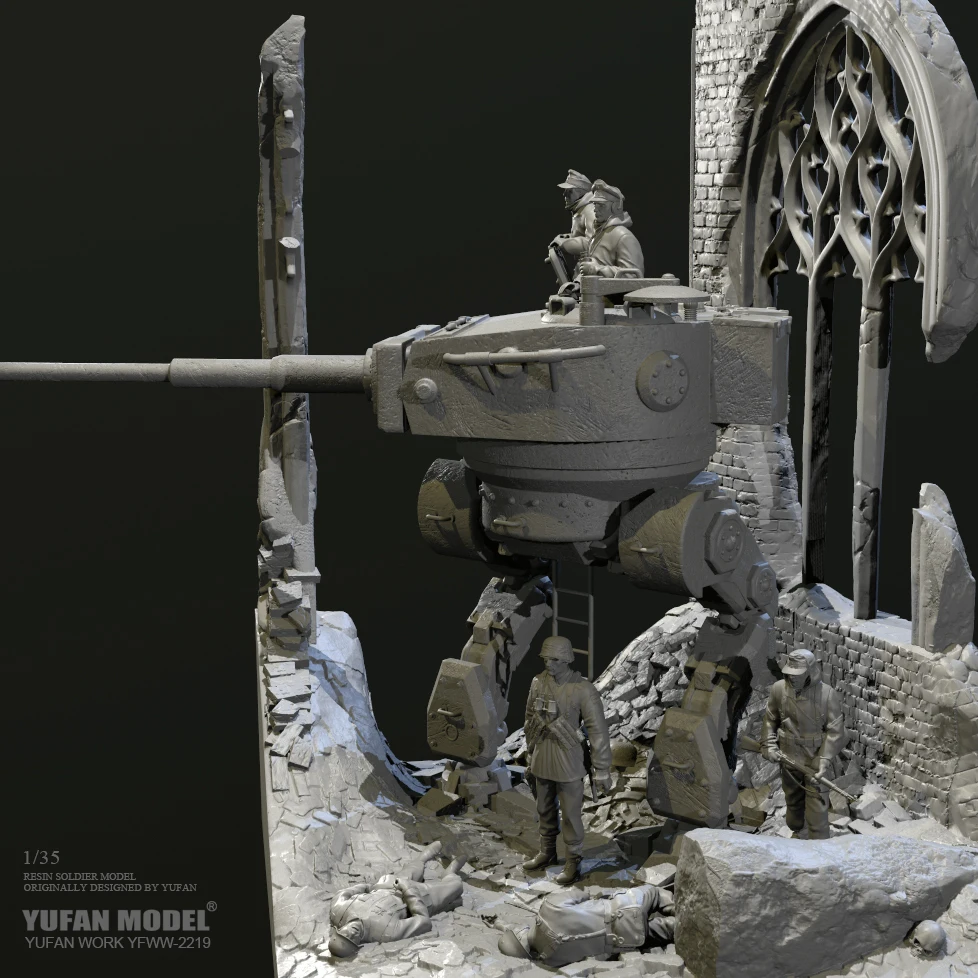 1/35 YUFAN MODEL Robot resin soldier scene model colorless and self-assembled YFWW-2219