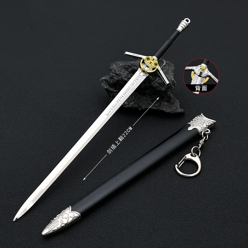 Game Peripheral 22cm Witcher 3 Demon Hunter Sword with Scabbard Weapon Metal Crafts Static Model Keychain Ornaments Cosplay Toy