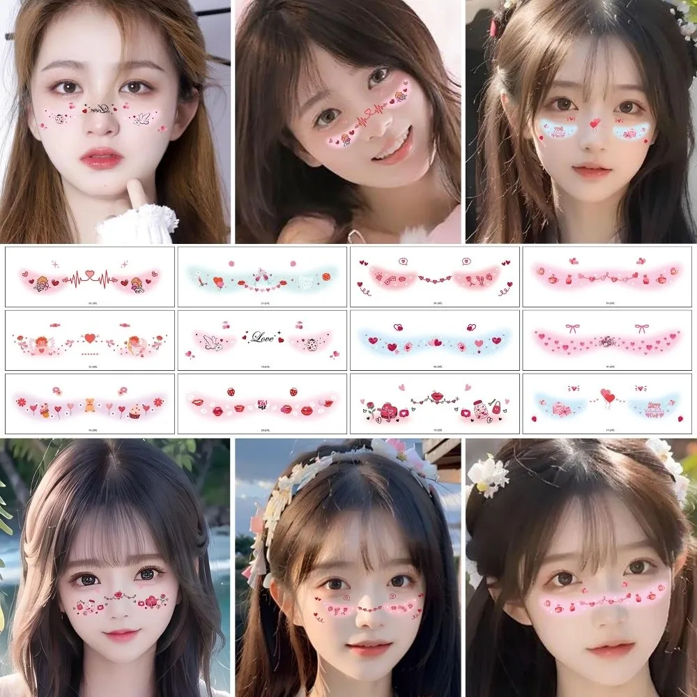 

Cute Waterproof Valentine's Day Tattoo Disposable Lips Cheek Temporary Stickers Sweet Couple Love Face Stickers Women