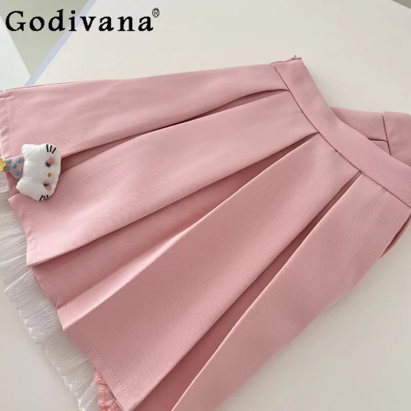 Verão estilo princesa conjunto feminino lolita doce topo e saia duas peças terno feminino verão grande arco design saia outfits