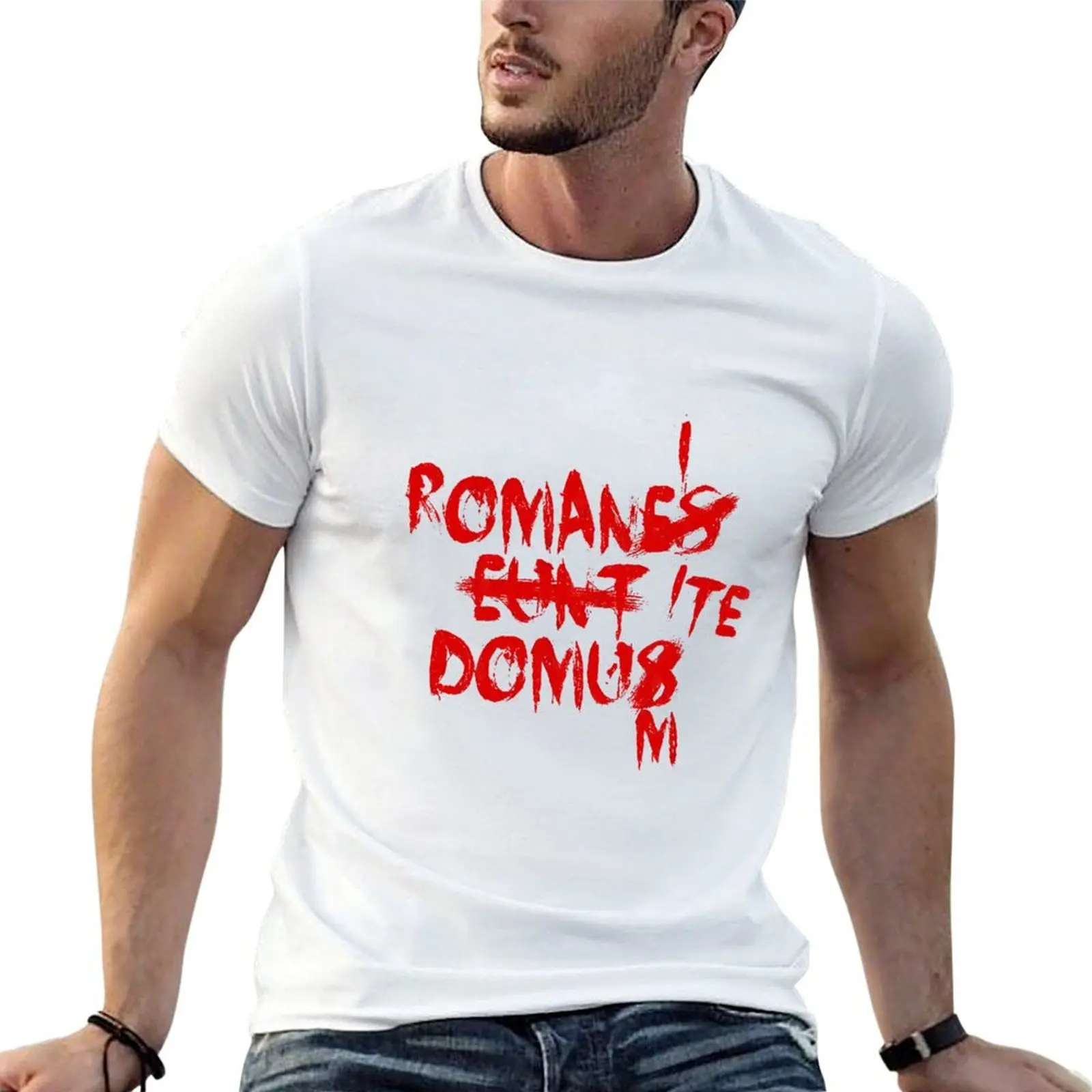 Camiseta Masculina Personalizada ROMANES EUNT DOMUS: Edição Corrigida em Latim - Camiseta de Designer para Homens