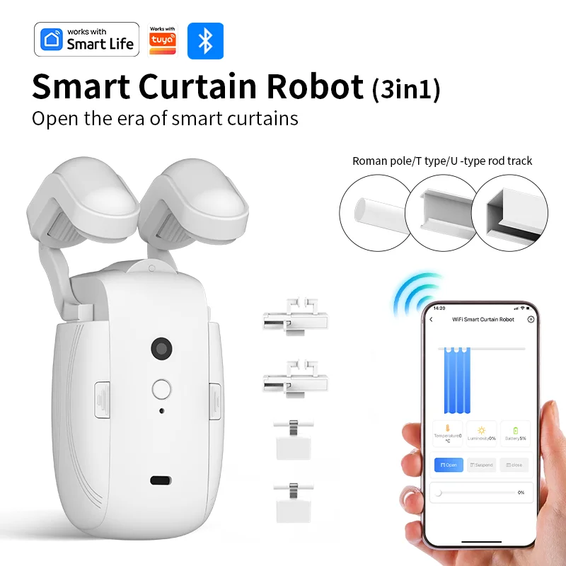 

Электрический робот для штор Bluetooth, умный мотор для штор, автоматическое обнаружение времени, автоматическое открывание, умная жизнь для Alexa (для 3 в 1)