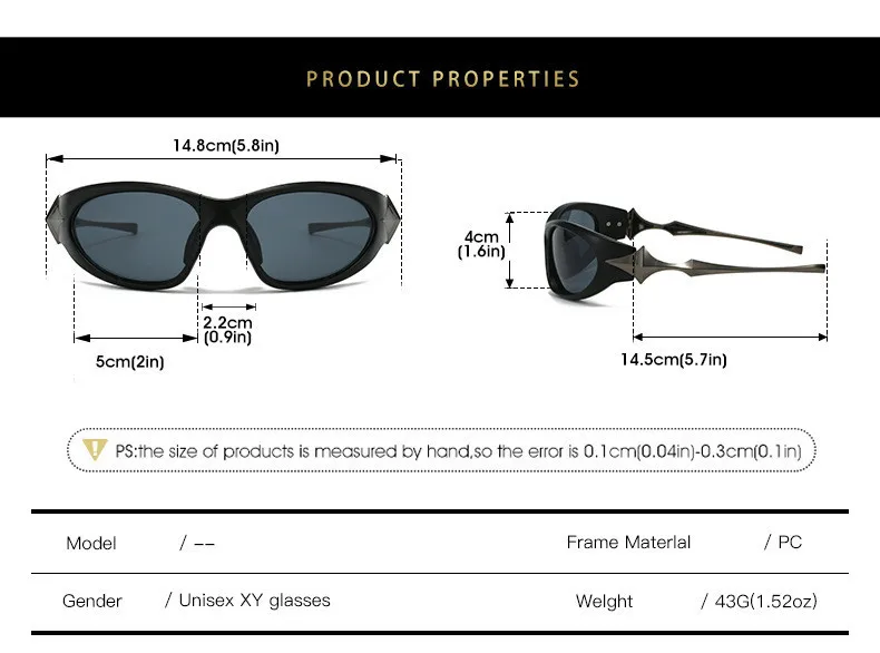 Steampunk Cat Eye Sonnenbrille Frauen neue Mode übergroße Punk Sonnenbrille für Damen Retro 2000's Brille y2k Accessoires – Detail 7