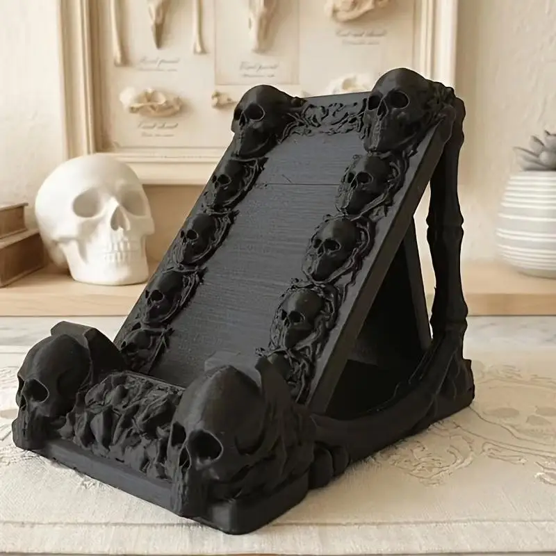 Gothic Skull Desktop Phone Holder Non-Slip Base Creative Room Decor Universal for All Smartphones Perfect Birthday Gift for Fri