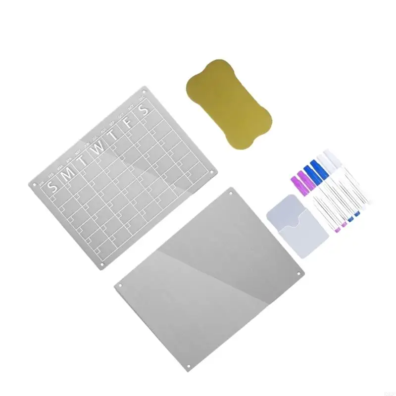 2Pcs Clear Acrylic Calendar for Fridge, Weekly and Monthly Calendar Planner Acrylic Fridge Memo Board