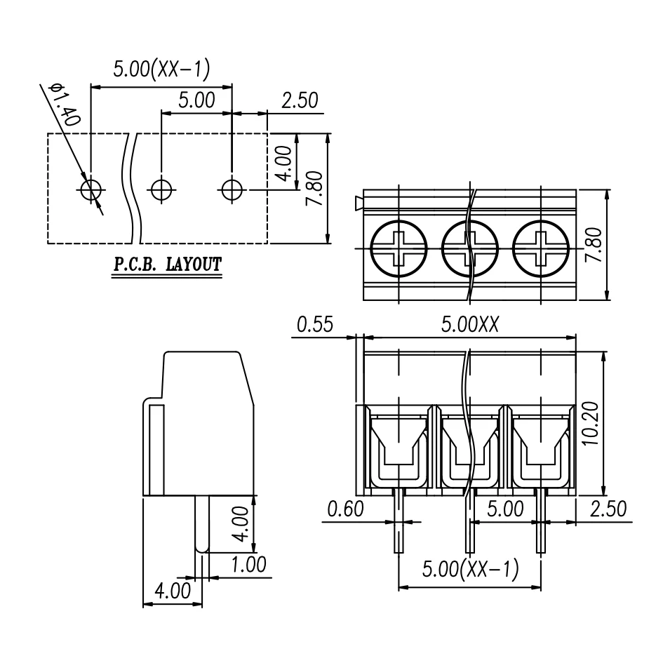 1pcs 5.0mm PCB screw terminal block KF126 DG126 can be splicable for DG/KF126-5.0