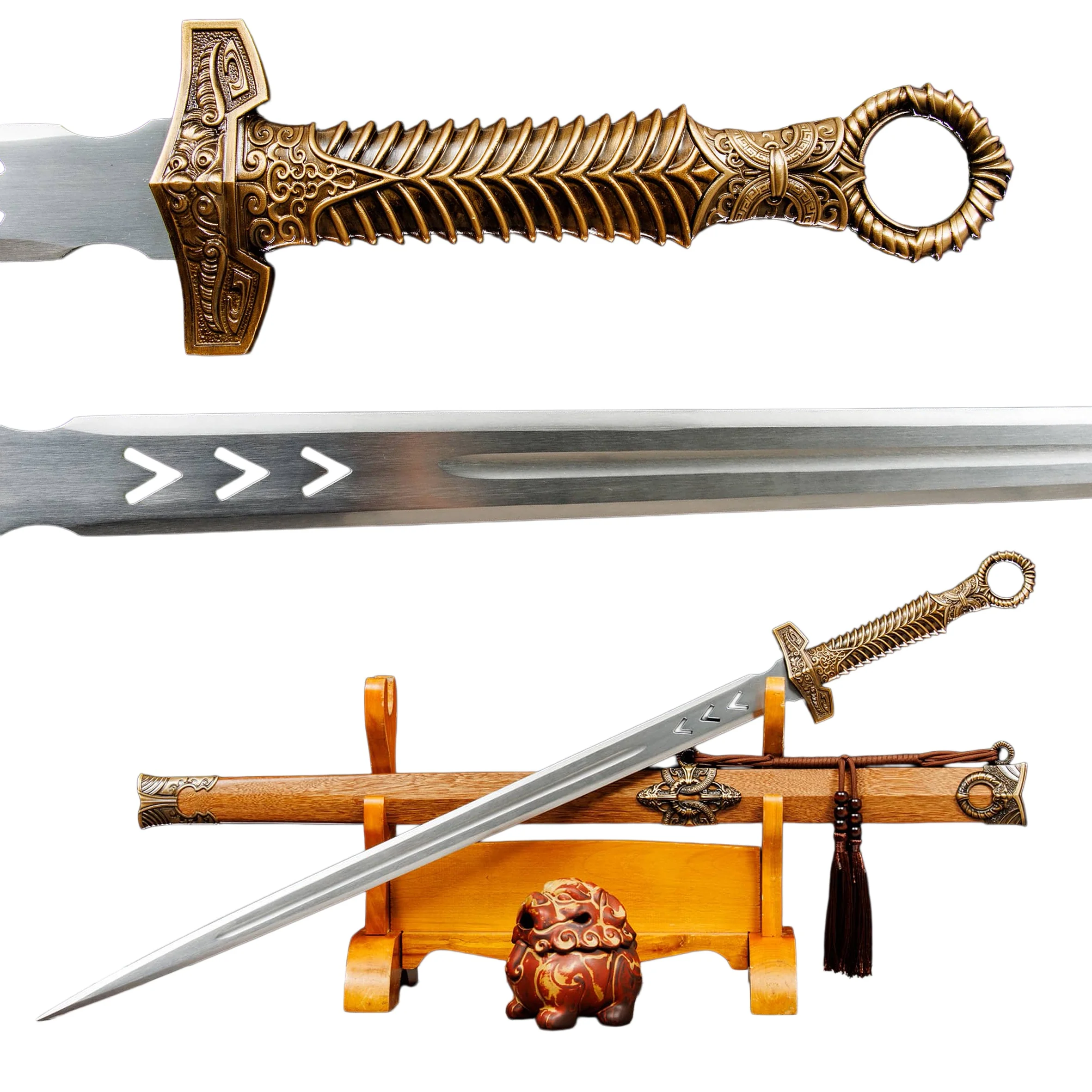 

Средневековый самурайский меч из углеродистой стали с полым острым лезвием, металлической рукоятью и деревянным ножнами, для косплея и тренировок по боевым искусствам.