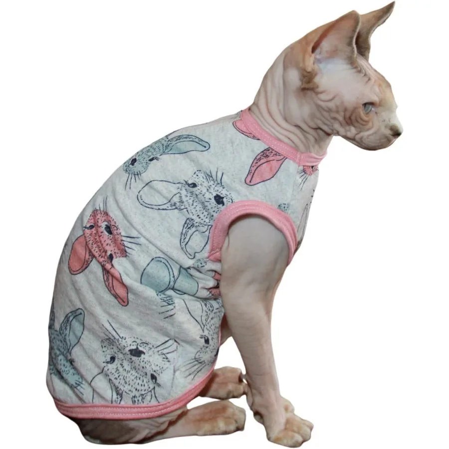 

Одежда для кошек сфинкса, жилет, безволосые футболки для кошек, одежда для котят, рубашки для котят, жилет для кошек, одежда для маленьких собак, пасхальный кролик, средний размер