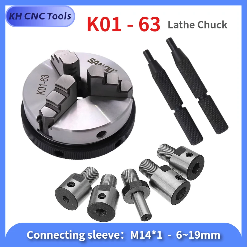 

K01-63 Lathe Chuck three Jaw M14*1 for K01 63 Mini DIY Metal Wood Lathe Tools Connecting rod Connecting rod self-centering chuck
