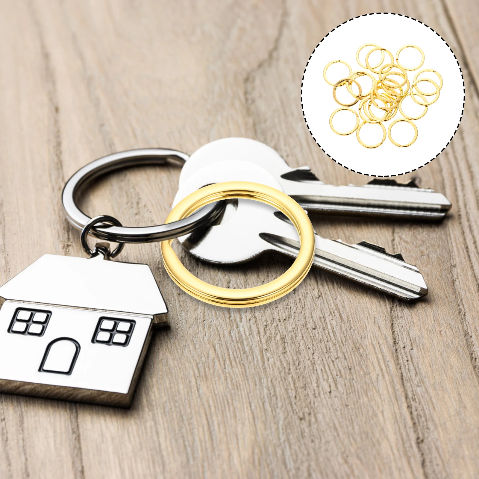 

20 Pcs Metal Key Ring H crafted Split Rings Stainless Steel Retro Style Keychains Convenient Edging Accessories