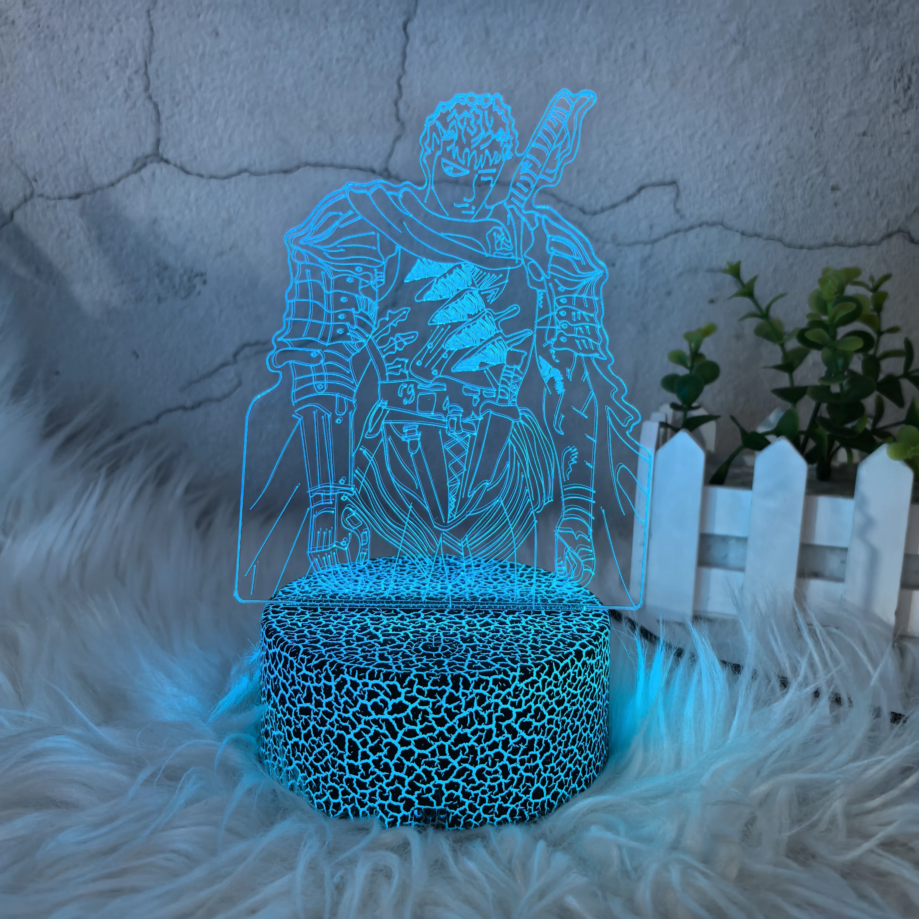 Anime LED-Nachtlicht Berserk Guts Acryl-Ständer für Schlafzimmerdekoration Geschenk Farbenfrohe Actionfigur Manga 3D-Lampe