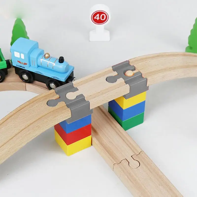 10pcs Wooden Train Track Connectors Universal Slopes Building Blocks Connection Adapters Fit For Brand Wooden Train Tracks Toys