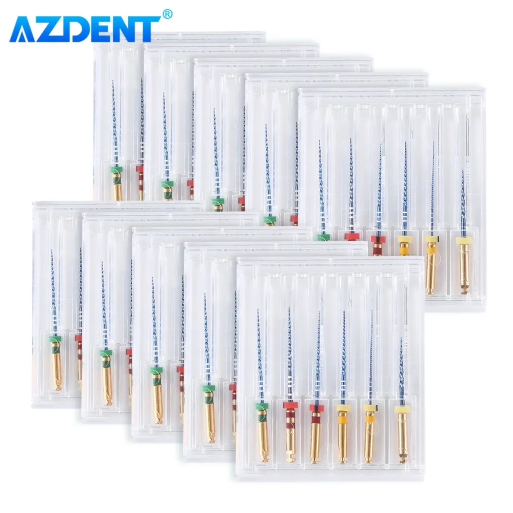 10Boxes Dental Thermally Activated Nickel-titanium AZDENT Root Canal File Endo Forming Files 25mm 6pcs/Box Engine Use Dentistry