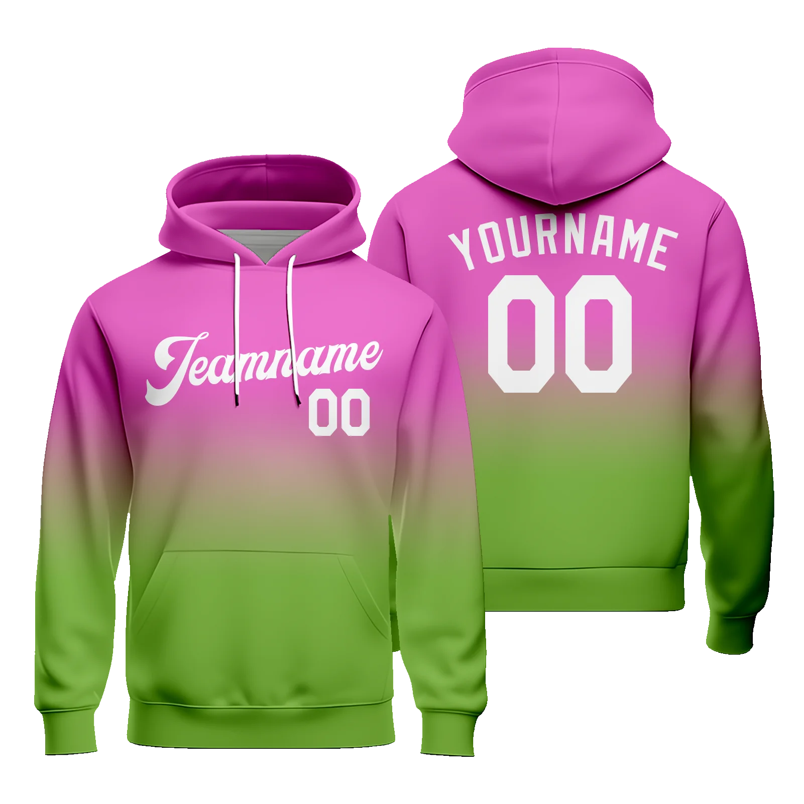 Custom Gradient Unisex Baseball Hoodie Design Your Own Sublimation Loose Fit Sweatshirt