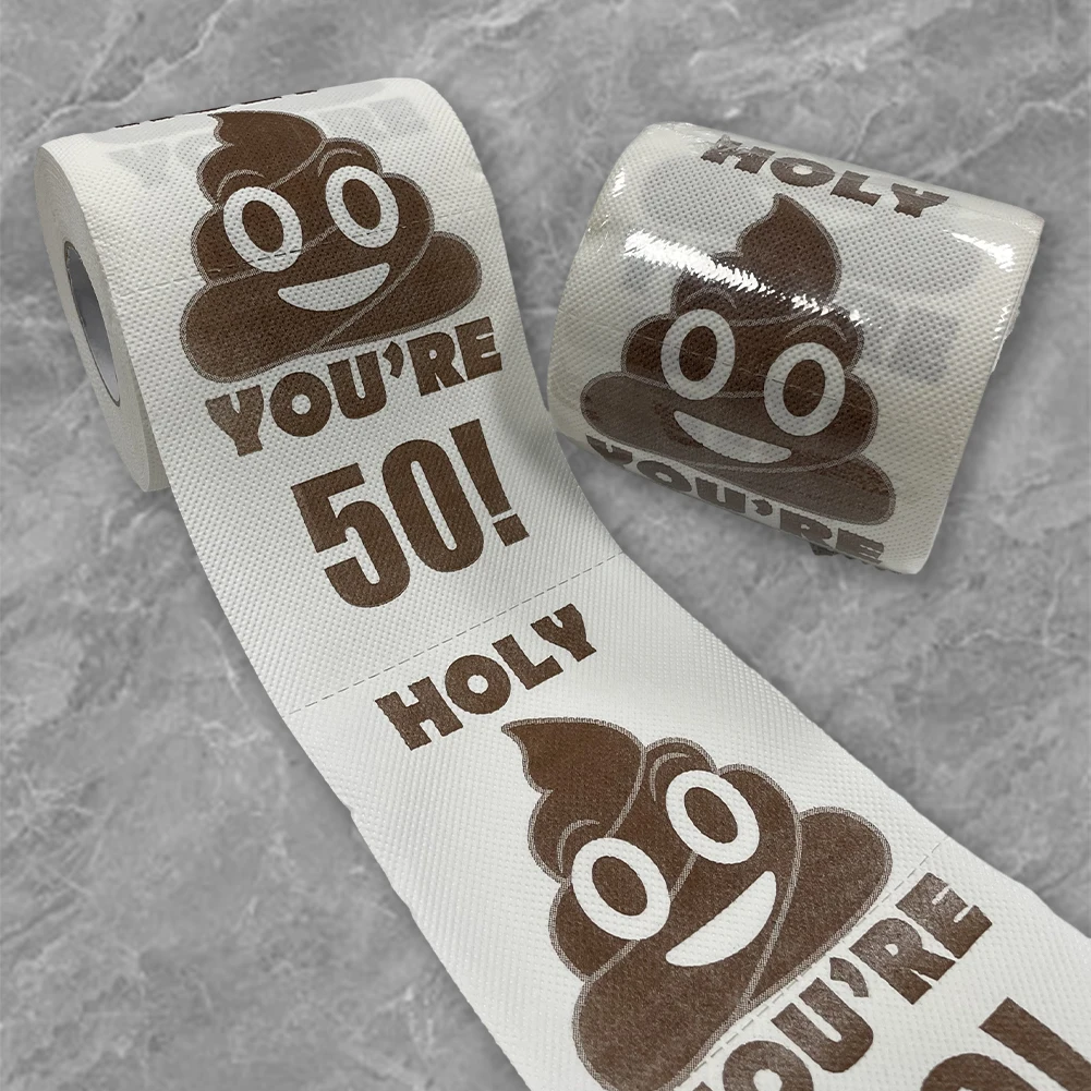 Poop Printed Funny Toilet Paper Roll Happy Prank Toilet Paper Funny Toilet Paper Birthday Gifts for Women and Men Party Supplies