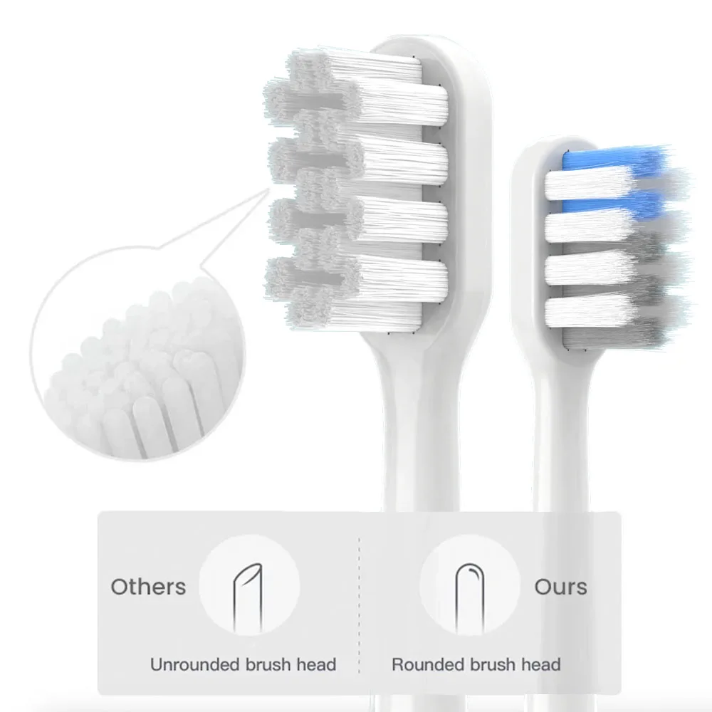 Xiaomi Mijia T200 소닉 전동 칫솔 헤드 소프트 브리슬용 교체용 브러시 헤드 4개