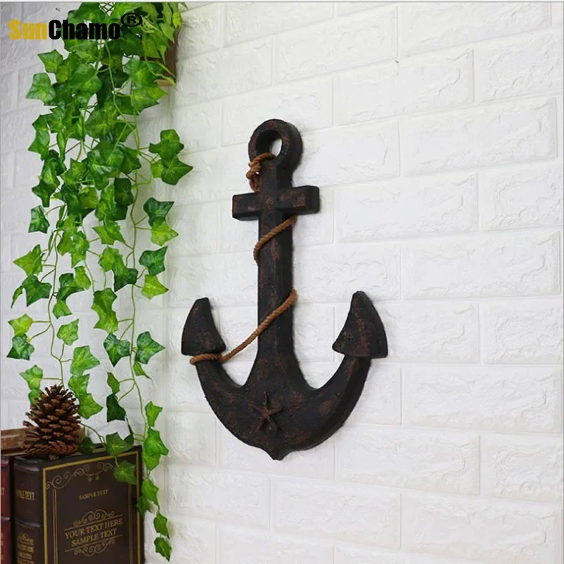 Wood Mediterranean Ship Wooden Rudder Helm Anchor Antique Home Decor Wall Decor Vintage Room Decoration Accessories