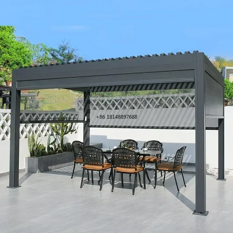 OEM Service Outdoor Pergola Waterproof Louver Roof System Garden Bioclimatic Aluminium