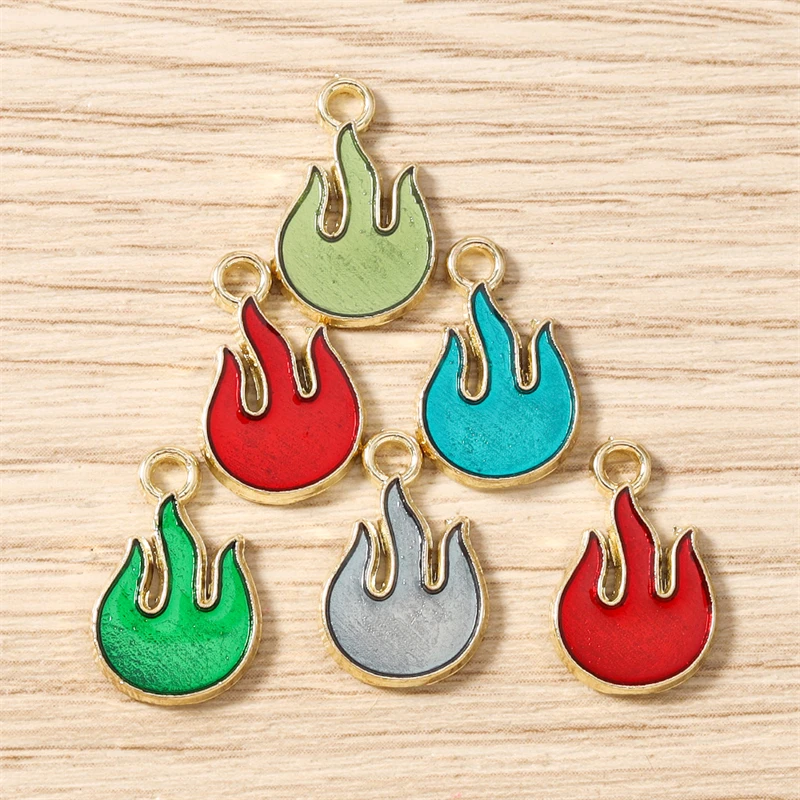 10 Stück 10x16mm Niedliche Bunte Emaille-Flammen-Anhänger für die Herstellung von Ohrhängern, Halsketten, Armbändern, DIY-Handwerk und Schmuckzubehör – Detail 12