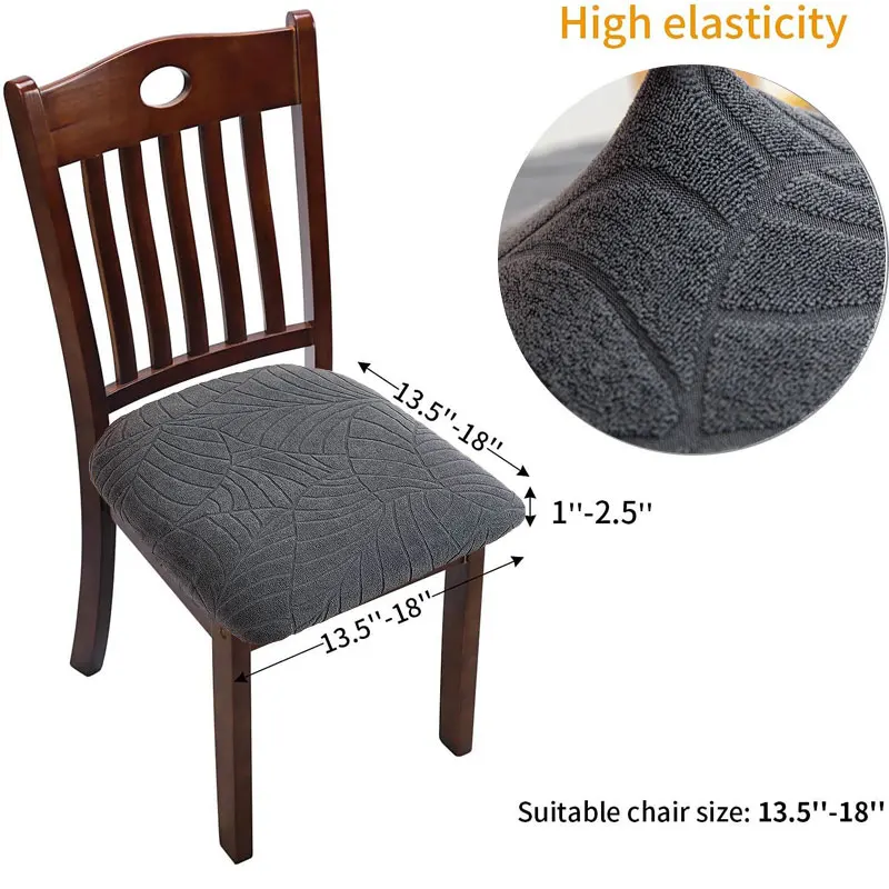 1PC Waterproof Dining Room Chair Cover Seat Covers Jacquard Solid Color Removable Washable Elastic Cushion Covers For Home Hotel