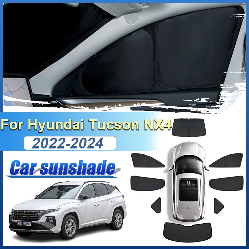 

Для Hyundai Tucson NX4 MK4 2022 2023 2024 SWB Магнитный солнцезащитный козырек для окон, козырек, черный складной чехол, автомобильные аксессуары