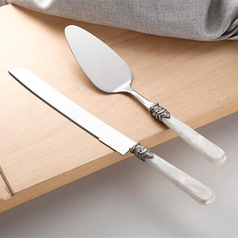 

2pcs Dessert Pizza Shovel Wedding Acrylic Handle Cake Knife Serving Set Birthday Gift Party Cutlery Accessories Decoration Tools