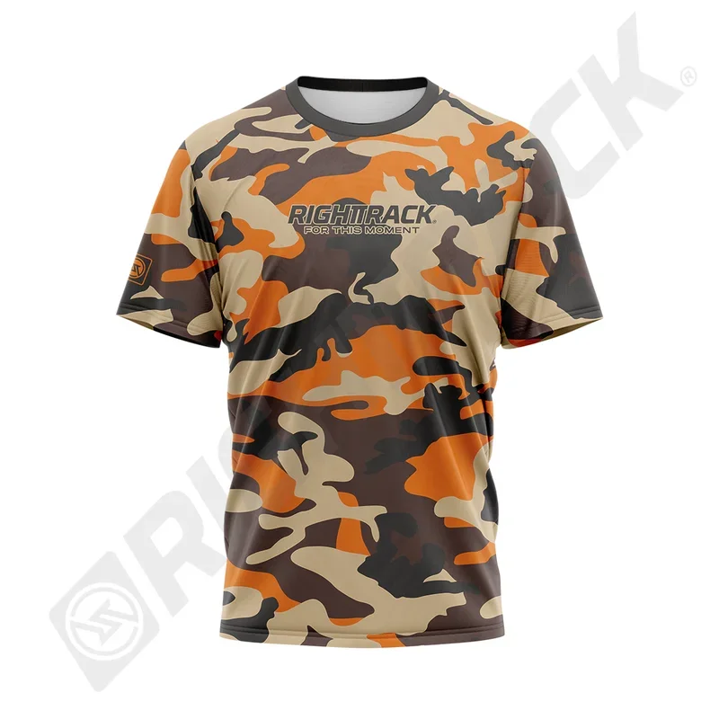 New RightTrack Camo Short Sleeve T-shirt Fishing Clothing Running Climbing Camping Hiking Mesh Angling Casual Apparel