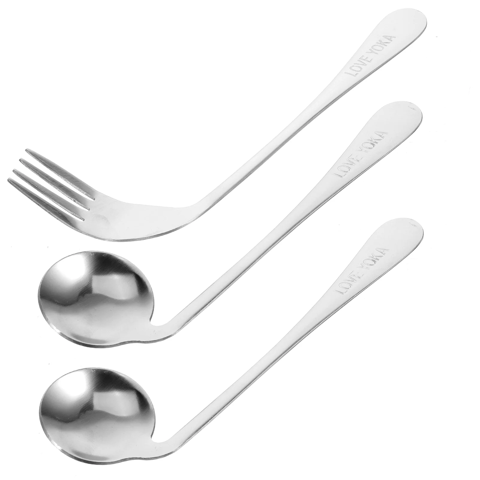 Left Hand Cutlery Curved Fork Food Feeding Angled Spoon Disabled Stainless Steel Old Man Tableware Bevel