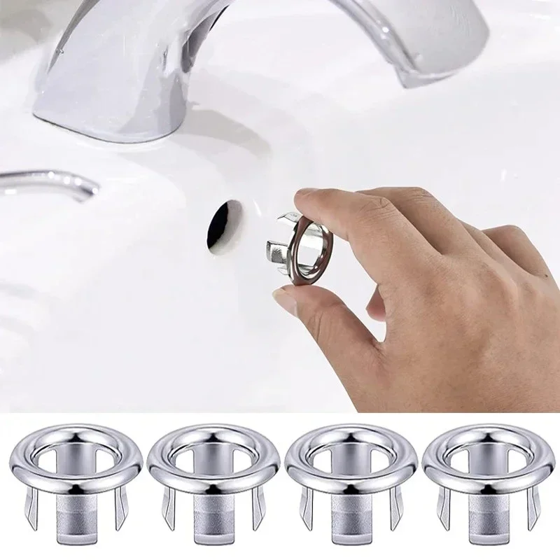 1/4PCS Kitchen Bathroom Basin Trim Bath Sink Hole Round Overflow Drain Cap Cover Overflow Ring Hollow Wash Basin Overflow Ring