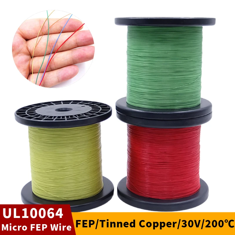 FEP Copper Wire UL10064 PTFE Plastic 40/36/34/32/30/28/26AWG Ultra Fine Micro Litz Wires Solder High Conductivity Copper Cable