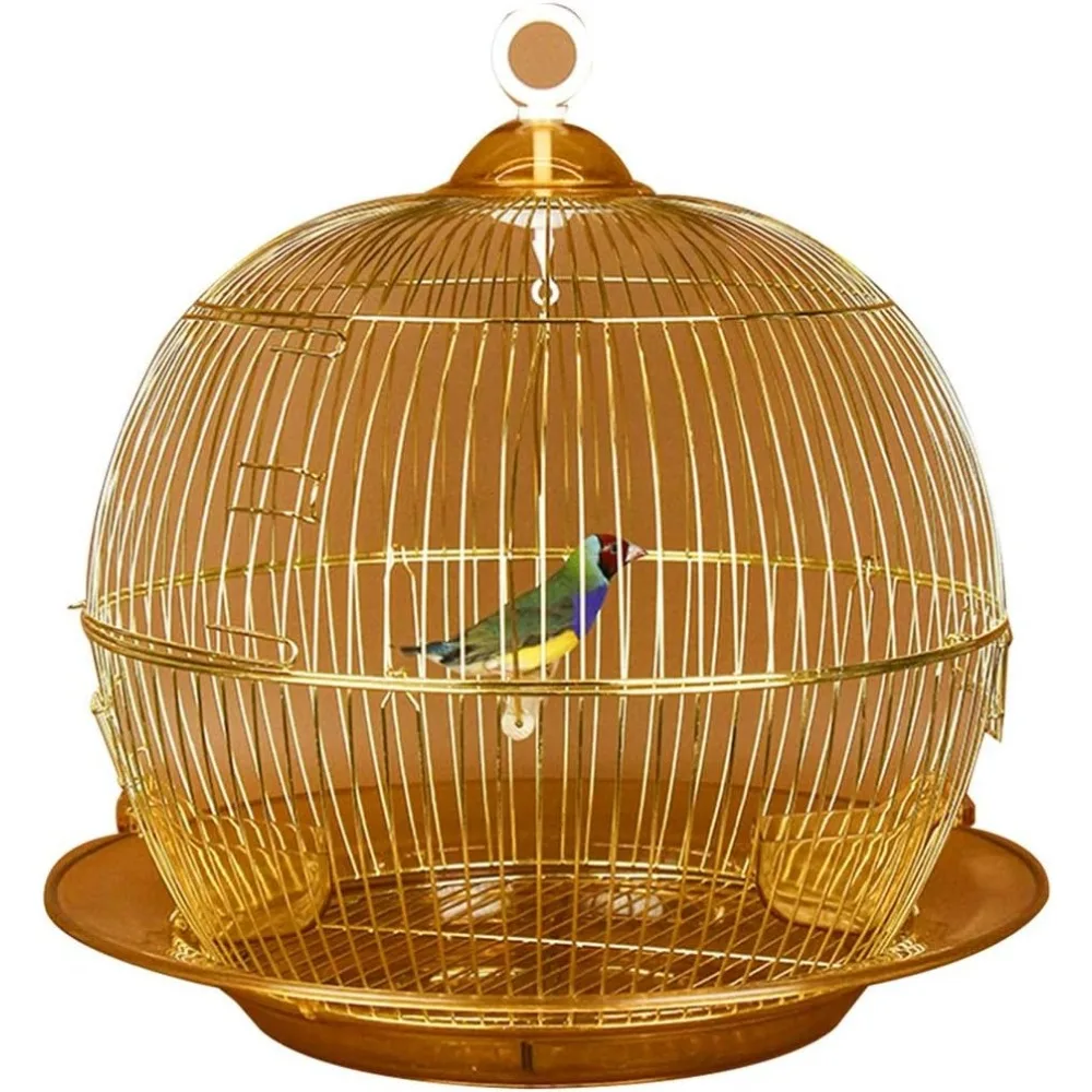 

Bird Cage for Parakeets - Elegant Decorative Cage for Parrots, Doves & Canaries - Retro Golden Design for Home Décor - Luxury Pa