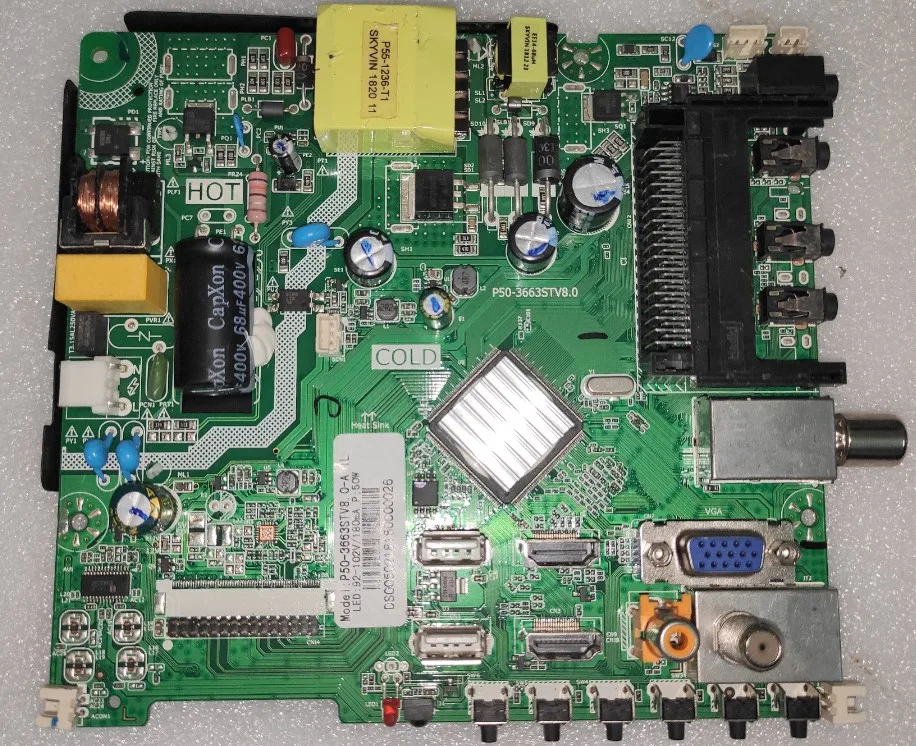 P50-3663STV8.0 Three in one TV power board motherboard 92--120v 180ma 50w working good
