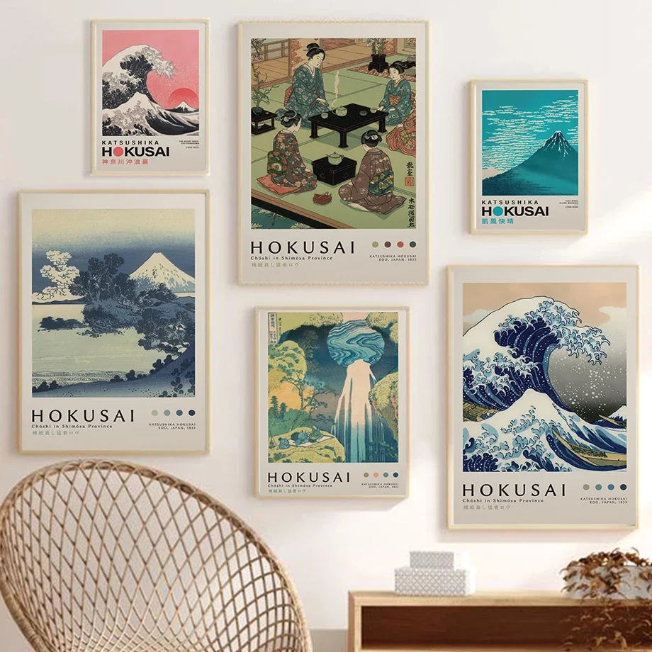 Diamond Painting Katsushika Hokusai Posters Japanese Waterfall Ukiyoe Prints Diamond Painting  Edo Period Wall Art Pictures Ho