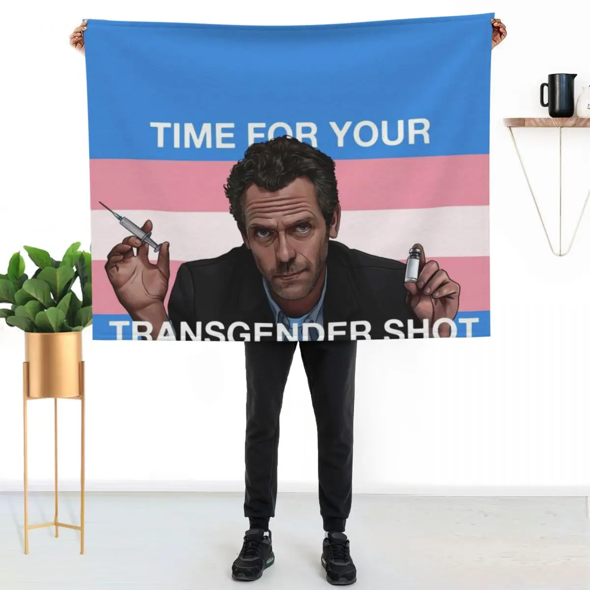 Dr. House Trans Flag Throw Blanket Decorative Throw decorative For Decorative Sofa Extra Large Throw Summer Retros Blankets