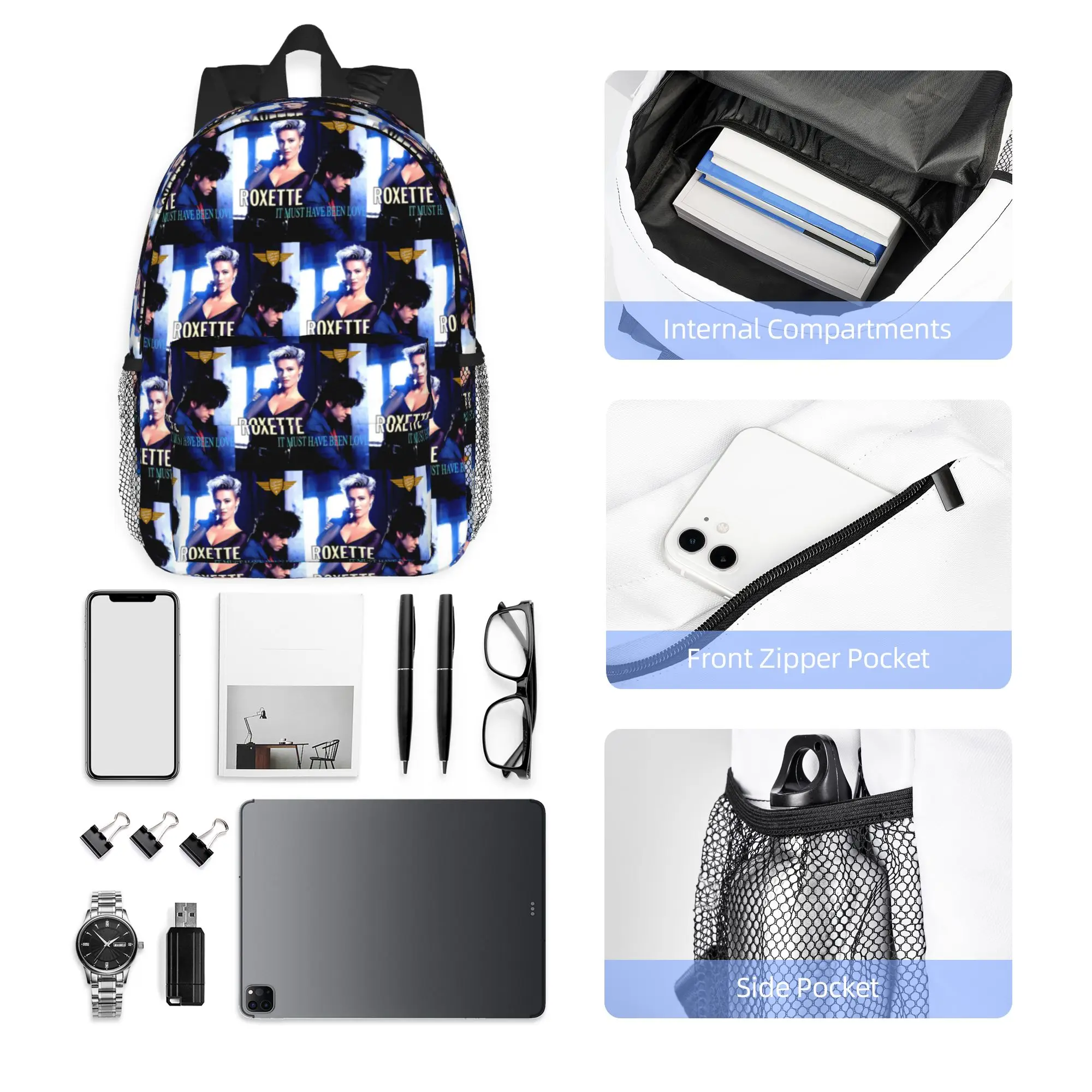 Music Roxette Band The Comingson World Tour Poly Co Backpack Hot Sale Daypack BookBag Shoulder Bags for Men Women School Bag