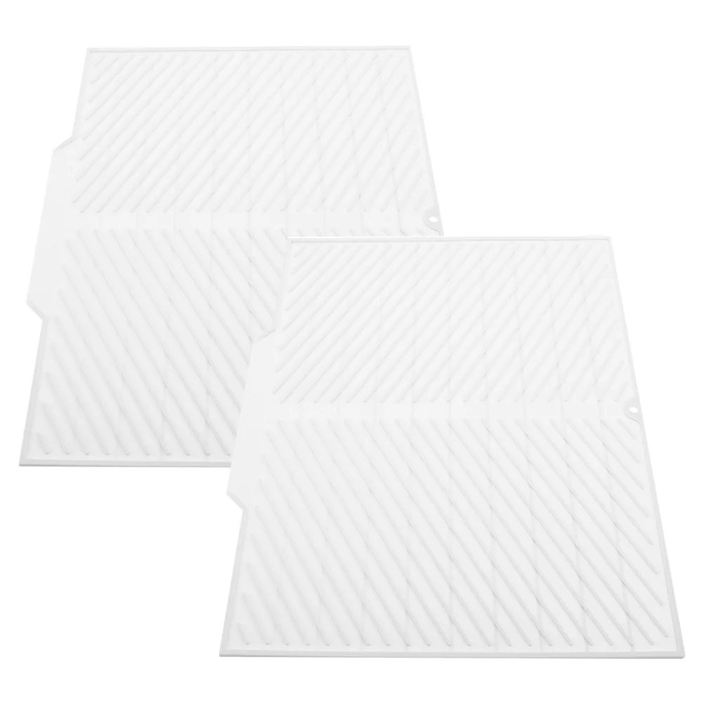 

Silicone Drain Mat 2 Pack Dish Drying Pad for Counter Water Absorbing Non Skid Kitchen Sink Mat Heatproof Surface