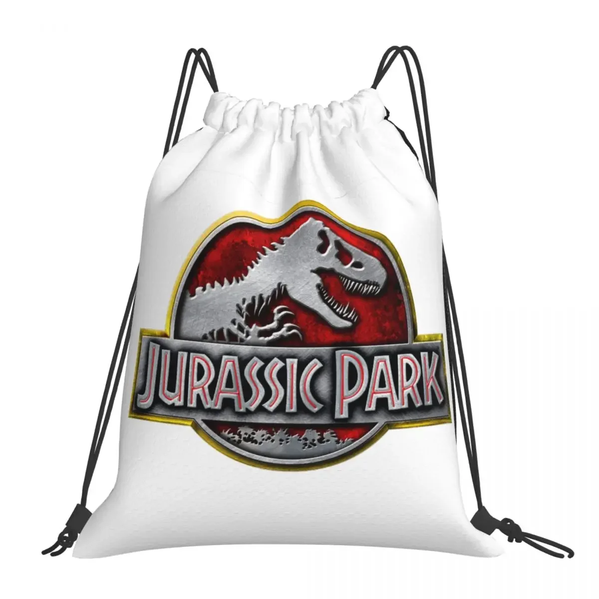 Dinosaur Jurassic Park Backpacks Casual Portable Drawstring Bags Drawstring Bundle Pocket Sundries Bag BookBag For Travel School