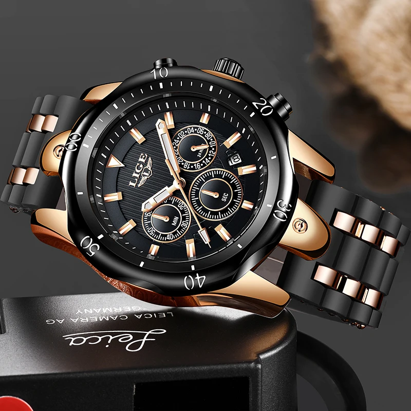 Relogio Masculino New Fashion Watch Men LIGE Top Brand Sport Watches Mens Waterproof Quartz Clock Man Casual Military WristWatch