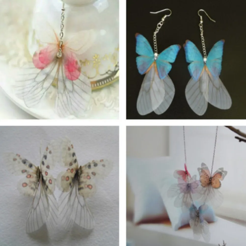 

10 шт. подвесок в виде крыльев бабочки, 8 см, из тонкой полиэстеровой ткани, для сережек, повязок на голову, декора окон и подарков